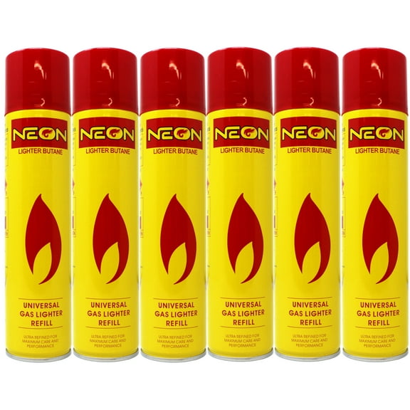 Neon Lighter Gas Refill Butane Fuel Fluid Lighter Ultra Refined Butane 300ml 10.14 Oz (Pack of 6 Cans)