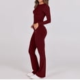 thumbnail image 5 of sususu Womens Lounge Set,Lounge Set Women Knitted Trousers Suit Long Sleeve Top and Pants Outfit Summer Casual Solid Color Slim Fit Comfortable Two Piece Set - Red, 5 of 6