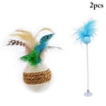 thumbnail image 1 of 2PCS Cat Teaser Toy Faux Feather Bell Spring Suction Cup Cat Wand Sisal Cat Ball, 1 of 10
