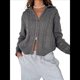 thumbnail image 2 of Cárdigan de Punto con Cuello Alto y Larga para Mujer, Moderno y Elegante, con Cremallera Frontal, Abrigo Extragrande para Otoño Gris S, 2 of 7