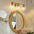 thumbnail image 3 of Gold Vanity Lights for Bathroom 3 Lights Industrial Wall Mounted Over Mirror Wall Lights with Glass Cover, 3 of 8