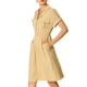 thumbnail image 4 of INSPIRE CHIC Ropa de Mujer para Trabajar con Cuello Notched y Escote en V, Vestido Camisero con Cintura Elástica y Bolsillos XL Caqui, 4 of 7