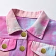 thumbnail image 6 of Trikvn Girls Tie Dye Denim Jacket Button Down Distressed Jean Coat Long Sleeve Lapel Fashion Casual Outerwear Tops Flattering Fall Spring Essential for Kids Tweens, 6 of 9