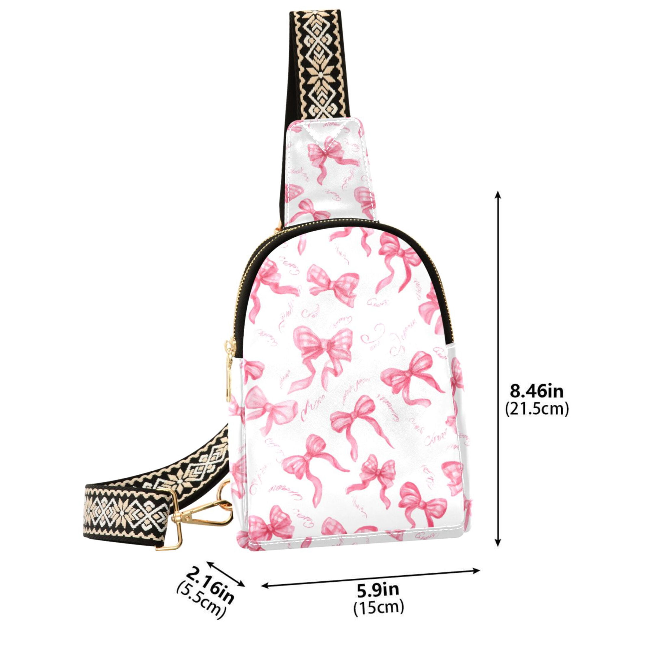ALAZA Pink Bows Sling Bag for Women Men Waterproof Crossbody Chest Bags