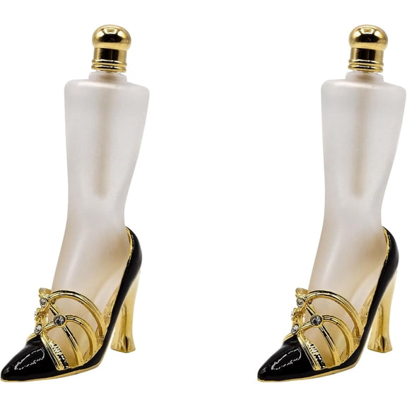 Set of 2 Vintage Stiletto Shaped Refillable Perfume Bottles (Black & Gold)