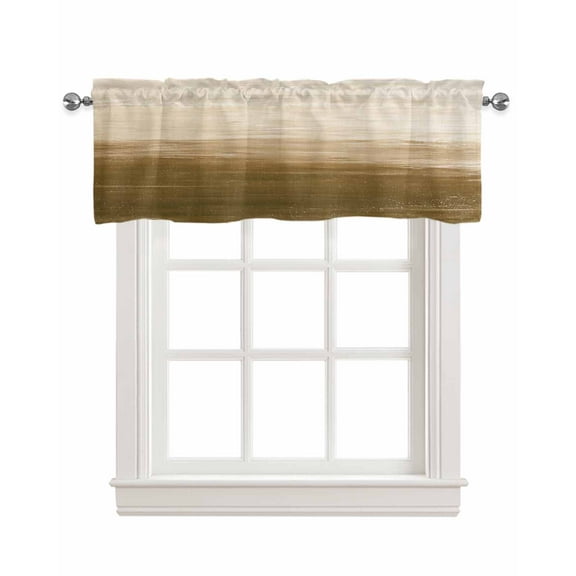 Brown Kitchen Valances for Windows Farmhouse Linen Window Valance Curtain for Living Room Window Treatment Ombre Modern Oil Painting Aesthetics Abstract Art Valance Rod Pocket Topper, 42 x 12 Inch