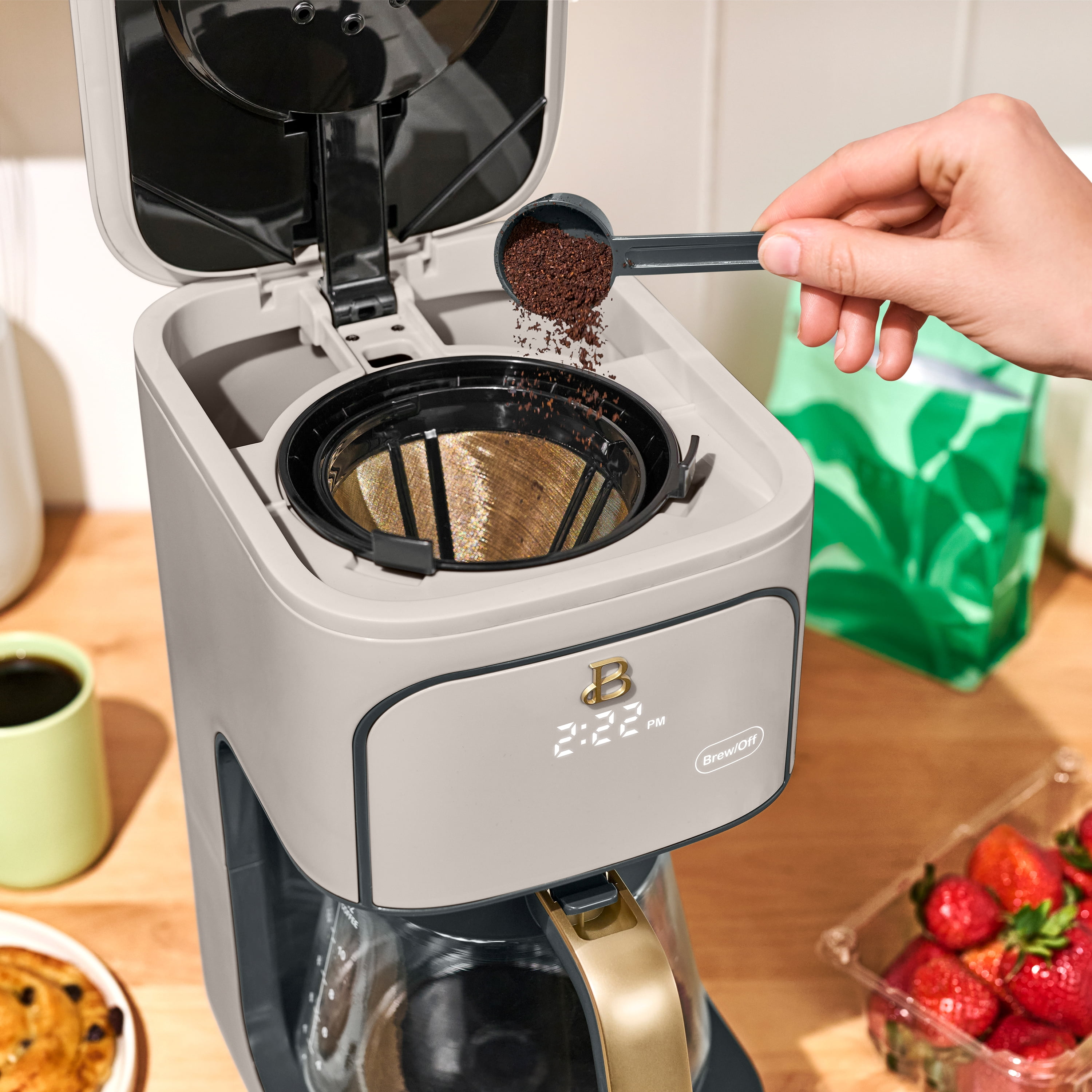 Beautiful 12 cup Programmable Coffee Maker, Porcini Taupe by Drew Barrymore