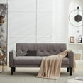 thumbnail image 3 of Mid-Century Modern Tufted Loveseat Sofa with USB Charging Ports & Cup Holders (Light Grey, 62" Width), 3 of 9