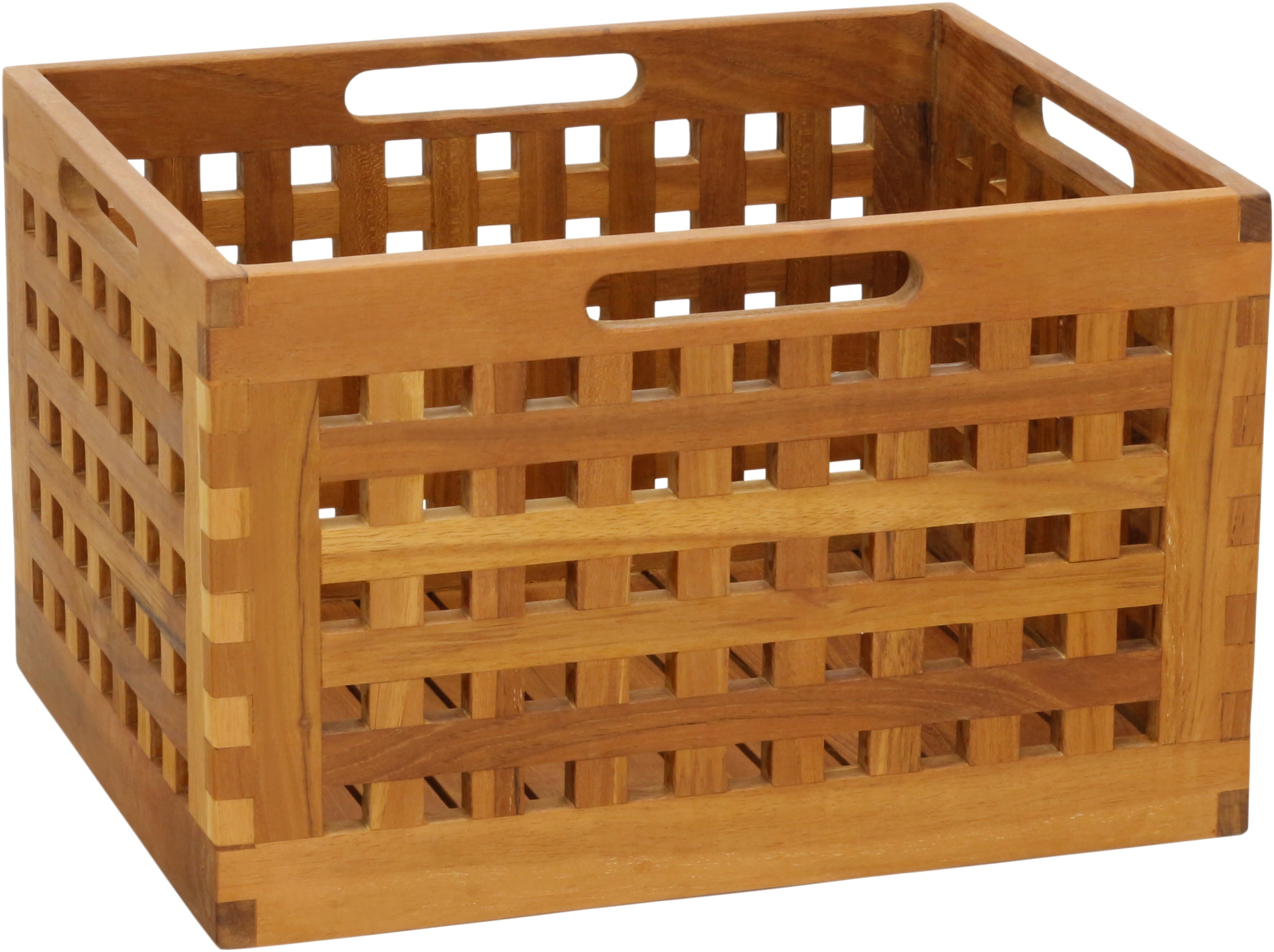 Large Teak Wood Shower Storage Bin
