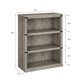 thumbnail image 2 of Gris de madera abiertos estilo rural floor standing estante con almacenamiento - heavy duty de altura para exposición estante de libros para sala de estar, oficina, cuarto de estudio, entrada, 2 of 7