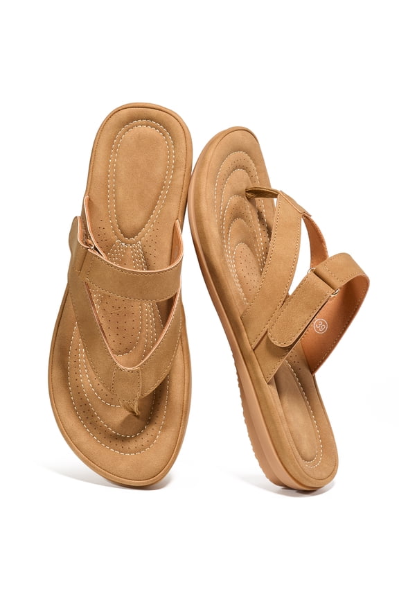 Women's Flats Sandals Walking Thong Sandals Summer Beach Flip Flops with Adjustable Strap