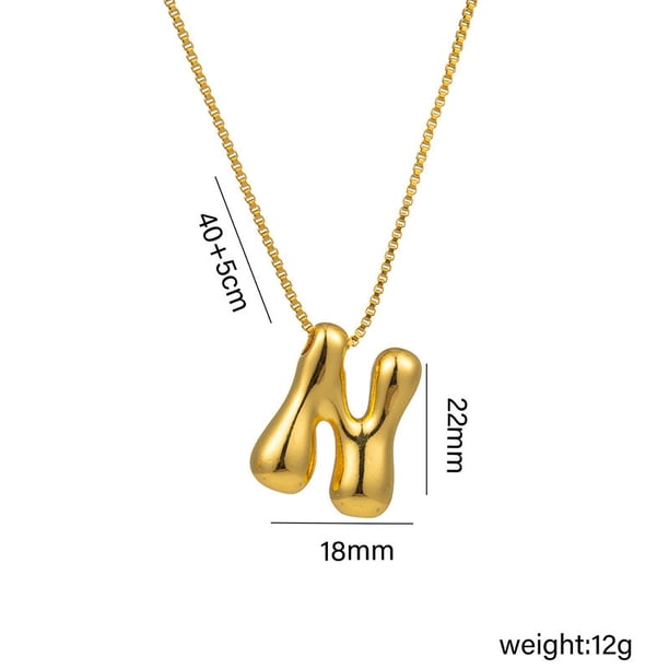 Collar Colgante Inicial, Dije Alfabético, Joyería en Aleación con Baño Electrolítico con Letra para Mujeres, Niñas