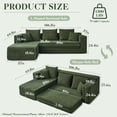 thumbnail image 3 of 106.5” Sectional Sofa with Chaise, YINIX 3 Seater L-Shaped Sofa Couch for Living Room, Green, 3 of 7