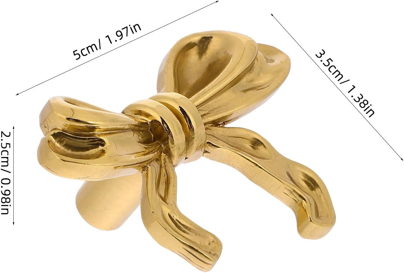 CATPAN 2 Packs  Solid Brass Bow Drawer Pulls - Elegant Vintage Gold Cabinet Knobs for Dresser, Kitchen, Wardrobe - Antique Finish Hardware Pulls