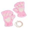 thumbnail image 2 of Eoperou 1 Pair Women Gloves Fluffy Half Finger Gifts Thickened Fingerless Keep Warm Comfortable Cartoon Bear Cat Paw Girls Plush Gloves for Outdoor, 2 of 8