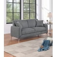 thumbnail image 3 of Modern Minimalist Fabric Loveseat Set 56" Dark Gray with Pillows and Sturdy Legs, 3 of 9