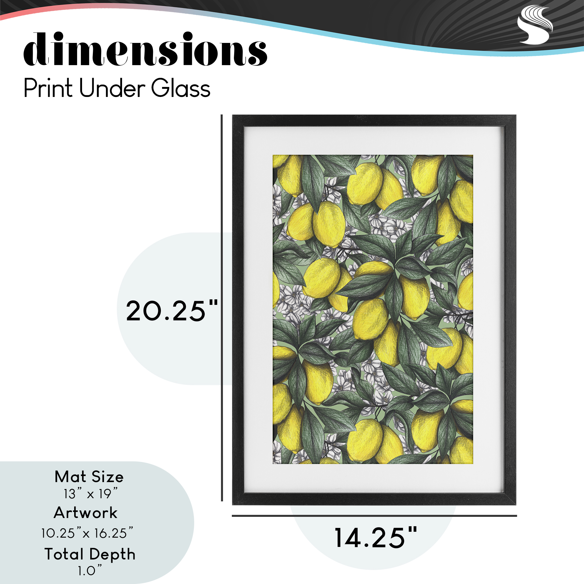 Under The Lemon Tree Black Framed Print Under Glass, design by Cecilia Battaini