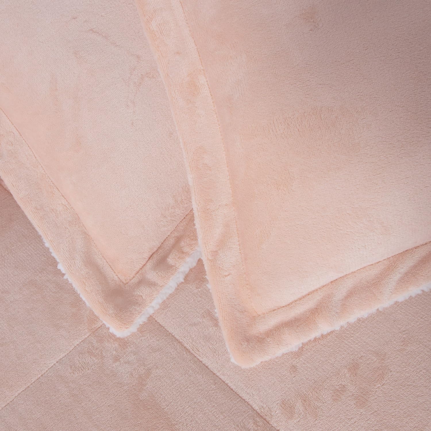 Chezmoi Collection Ultra-Soft Micromink Sherpa King Size Comforter Set with 2 Pillow Shams, Reversible Plush Bedding Comforter 3-Piece, Blush