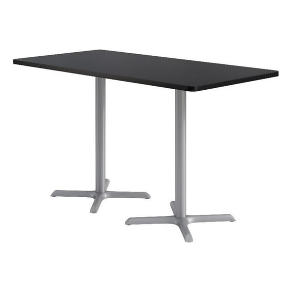 KFI Studios 36x72in Rect. Dining Table - 42in H - Black Top - Silver Base
