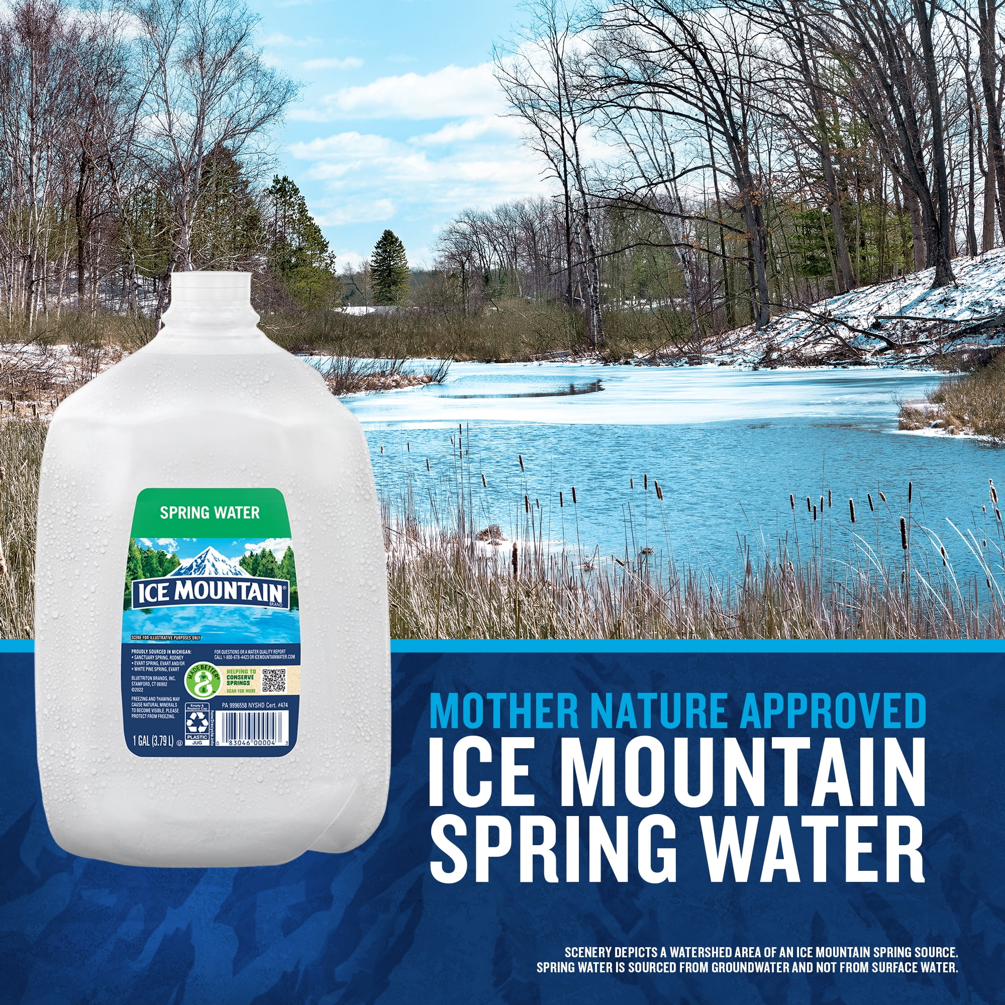 (6 pack) Ice Mountain Spring Water, 1 gal, Single Plastic Jug