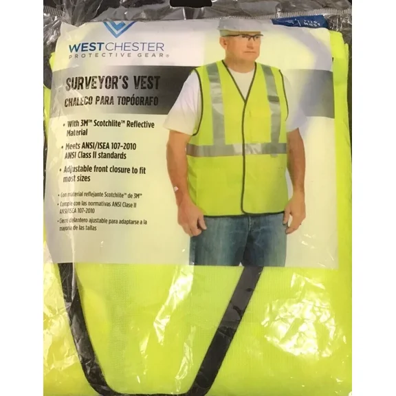 West Chester Protective Gear Surveyor'S Reflective Vest Fits Most Sizes, New