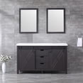 thumbnail image 2 of Lexora Home Marsyas 60" Quartz Top Double Vanity with Sinks and Mirrors in Brown, 2 of 10