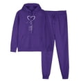 thumbnail image 2 of ibuvkizy Sweat Suits for Womens 2 Piece!Men's and Women's Sports Tracksuits Long Sleeve Pullover Hoodies Sweatshirt Loose Coat and Sweatpants Fall Winter Suit Purple,M, 2 of 7