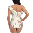 thumbnail image 5 of Pofeuu Floral Print Women's One Piece Swimsuits One Shoulder Swimwear Asymmetric Ruffle Monokinis Bathing Suits-Medium, 5 of 6