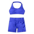 thumbnail image 5 of Bibifish Womens Sports Outfit Sets 2Pcs Padded Halter Bra & Shorts Elastic Ribbed Yoga Gym Workout Daily Running Trendy Tracksuit Sets, 5 of 5