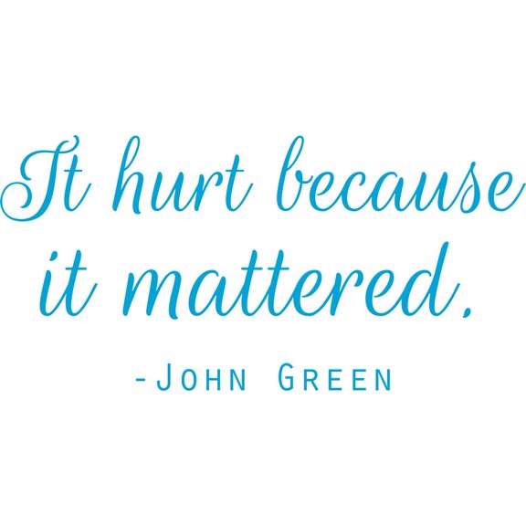 John Green Movie Wall Decal - "It Hurt Because it Mattered" Vinyl Sticker / Decor - 20"x10"