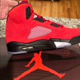 thumbnail image 3 of Jordan Men's Red Chicago 5s Sneakers, 3 of 5