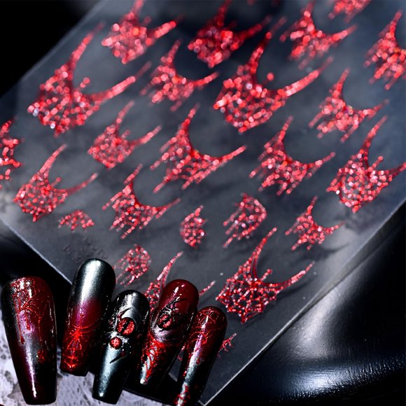 Pegatinas para uñas ZASKHLD araña 5D rojo Halloween