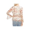 thumbnail image 2 of Vince Camuto Womens Flutter Cuff Peplum Blouse, Off-White, Medium, 2 of 2