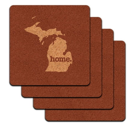 

Michigan MI Home State Low Profile Cork Coaster Set - Solid Marsala Wine