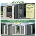 thumbnail image 2 of Mulinsonfly 8x6 ft Outdoor Storage Shed with Lockable Doors, Adjustable Side Door, Aluminum Frame & Weatherproof Design for Garden, Backyard & Patio Storage, 2 of 8