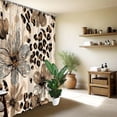 thumbnail image 2 of Leopard Print Floral Shower Curtain, Boho Vintage Flower Neutral Beige Fabric Shower Curtain, Washable Bath Curtain for Bathroom Decor, 60x72 Inches with Hooks, 2 of 7