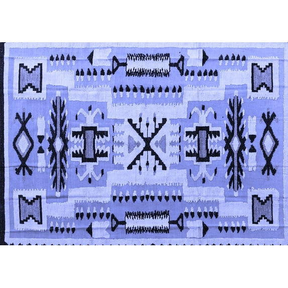 Ahgly Company Indoor Rectangle Southwestern Blue Country Area Rugs, 8' x 12'