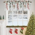 thumbnail image 4 of Valances for Windows Xmas Holly Berries Green Leaves Winter Snow Rod Pocket Short Curtain for bathroom living room bedroom Watercolor Plants Grey 1 Panel 54x18in, 4 of 7