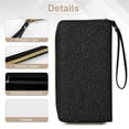 thumbnail image 5 of Womens Wallet Bifold Ladies Cluth Bag Wristlet Wrist Strap Long Purse Black Denim Pattern Texture Design, 5 of 6