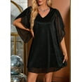 thumbnail image 6 of Women'S Sparkly Dress Bat Sleeves Cocktail Dress Glitter Club Dress Black S, 6 of 7