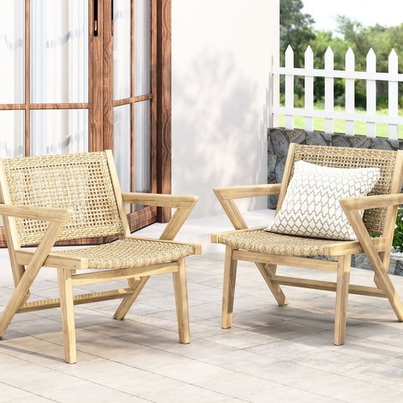 2 Outdoor Chairs In Brown - Wood Frame Construction & Long-lasting Of 2