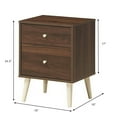 thumbnail image 2 of Gymax Set of 2 Nightstand 2-Drawer Beside End Side Table w/Rubber Legs Walnut Finish, 2 of 10