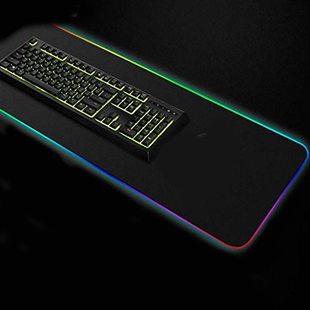 RGB Soft Gaming Mouse Pad, Glowing Led Extended Mousepad, Non-Slip Rubber Computer Keyboard Pad Mat, 9 Lighting Modes for Gamer 800x300x4mm