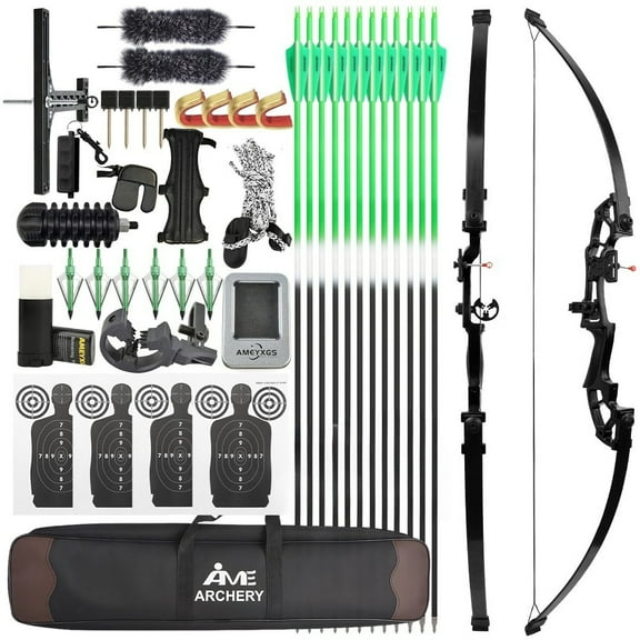 AMEYXGS Archery 40 lbs Archery Straight Pully Bow 51'' Shooting Target Hunting Bow Arrow Kit
