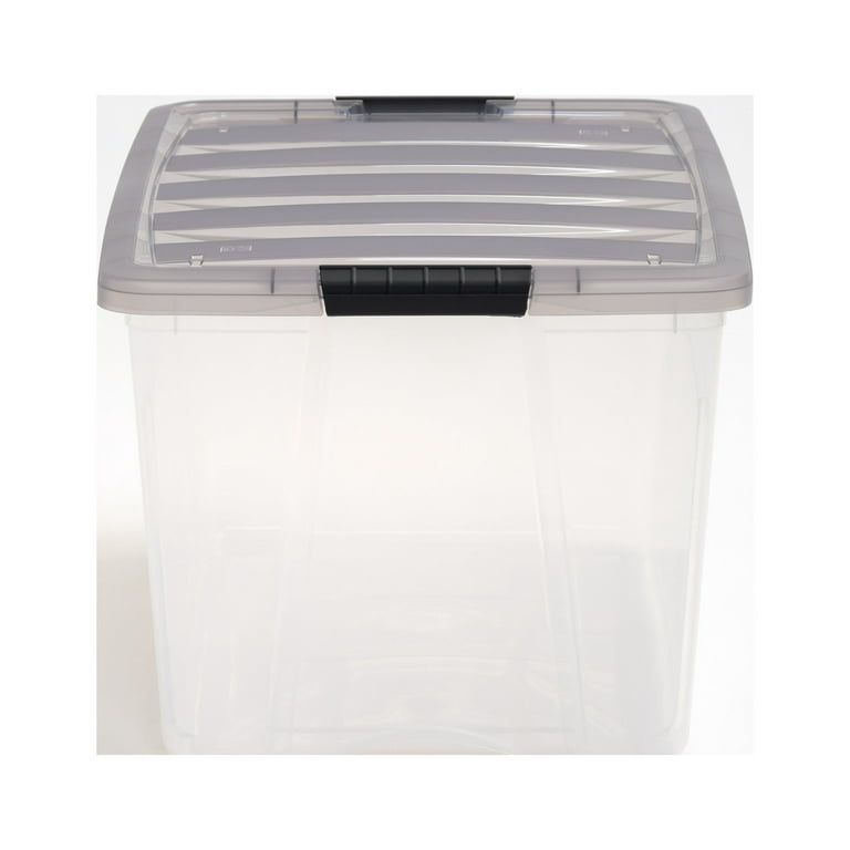 Iris 12 qt. Stack and Pull Clear Storage Box with Lid in Gray