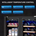thumbnail image 2 of Rocita Dual Zone Wine Cooler Beverage Refrigerator, 24 inch Wine Coolers Fridge Side by Side Refrigerator Glass Fridge with Safety Locks for 20 Bottles and 57 Cans, 2 of 7
