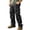 Black, variant on BaoFuBaoMei Cotton Cargo Pants for Men Big and Tall Elastic Waist Multi Pockets Straight Leg Pants Solid Zipper Fly Outdoor Trousers