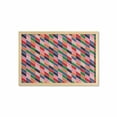 thumbnail image 1 of Geometrical Wall Art with Frame, Modern Retro Theme Diagonal Parallelogram Blocks Illustration Art Print, Printed Fabric Poster for Bathroom Living Room, 35" x 23", Multicolor, by Ambesonne, 1 of 2