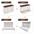 thumbnail image 4 of Newest Queen Murphy Bed Chest with Charging Station, White , Walnut Solid Pine Wall Bed with Large Storage Drawer, Space Saving Cabinet Bed for Home Office or Guest Room, 4 of 12