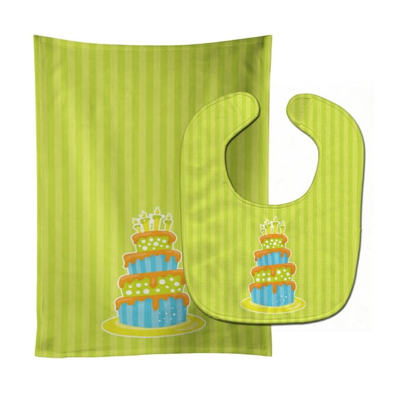 Dinosaur Birthday Cake Baby Bib and Burp Cloth